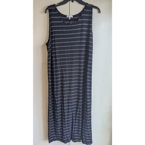 Habitat Women's Black & White Striped Rayon Blend Sleeveless Tank Dress Size XL